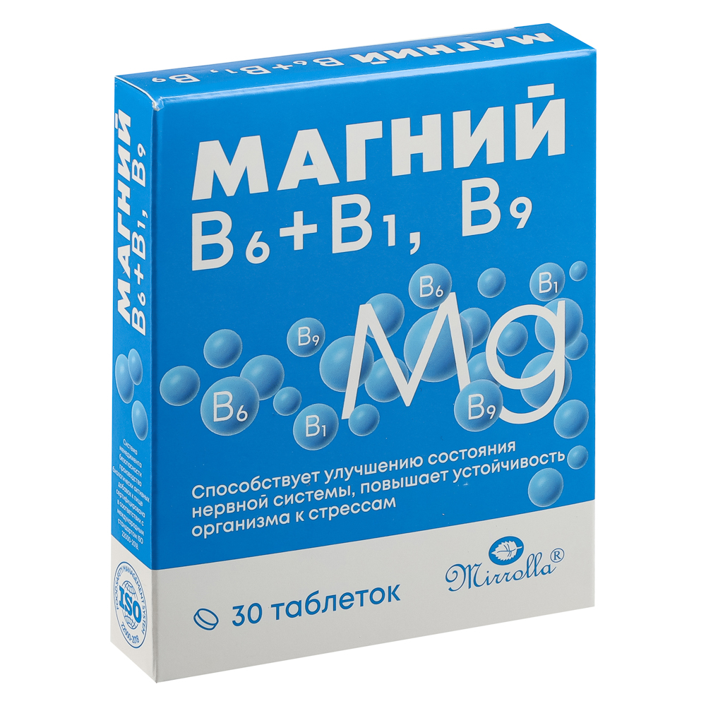 БАД "Магний B6+B1,B9" Мирролла,30табл, арт.№ 015-209