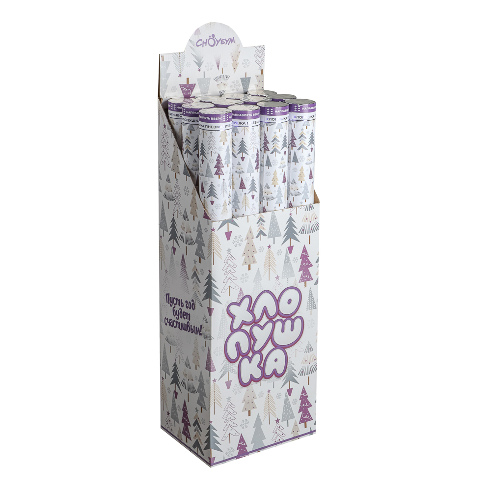 СНОУ БУМ Хлопушка пневматическая, 60 см, наполнитель фольга, дизайн с фольг.слоем, арт.№ 399-169