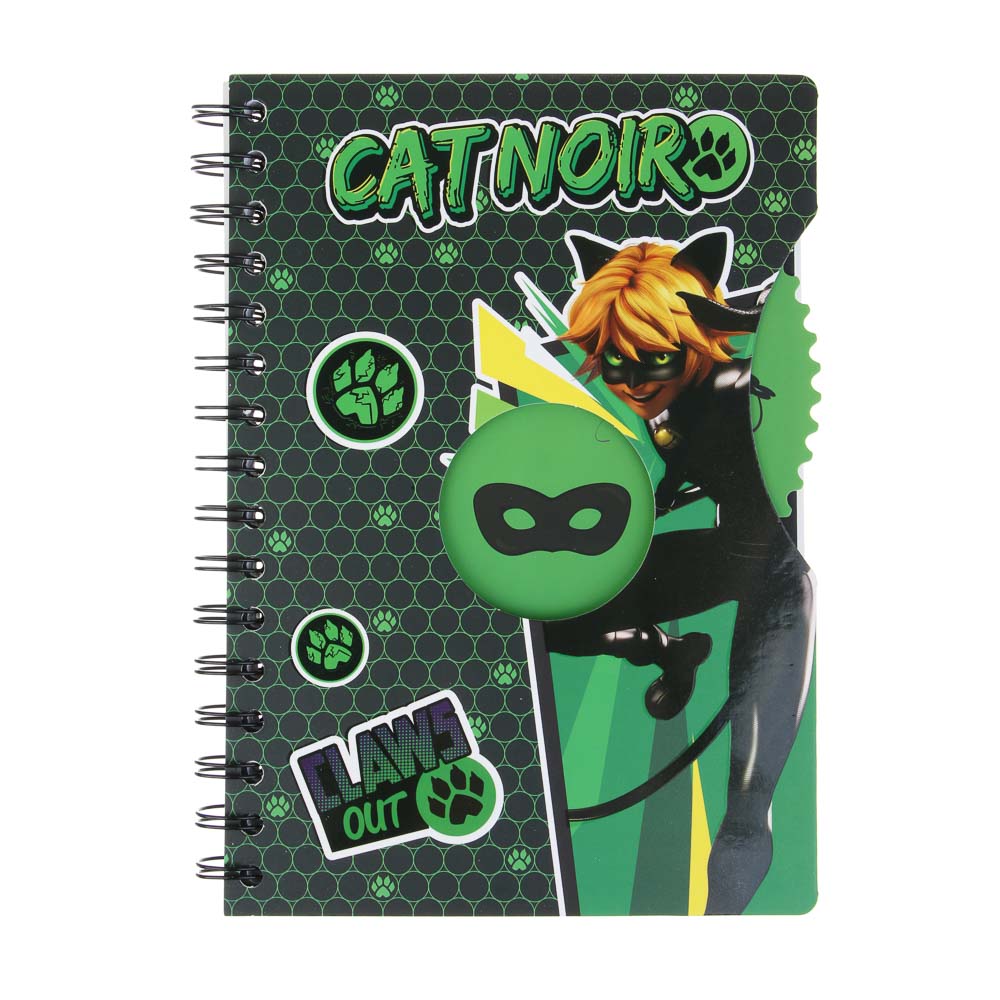 Записная книжка 96 листов А5 Ледибаг/Супер-Кот, тв.обл., спираль, окно, вращ.элемент, серия "Кор", 2 дизайна, арт.№ 811-019