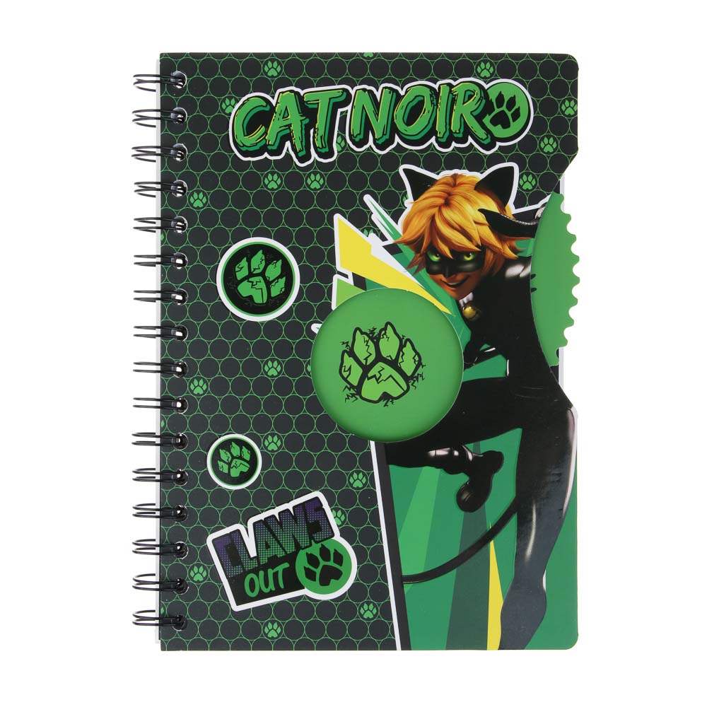 Записная книжка 96 листов А5 Ледибаг/Супер-Кот, тв.обл., спираль, окно, вращ.элемент, серия "Кор", 2 дизайна, арт.№ 811-019