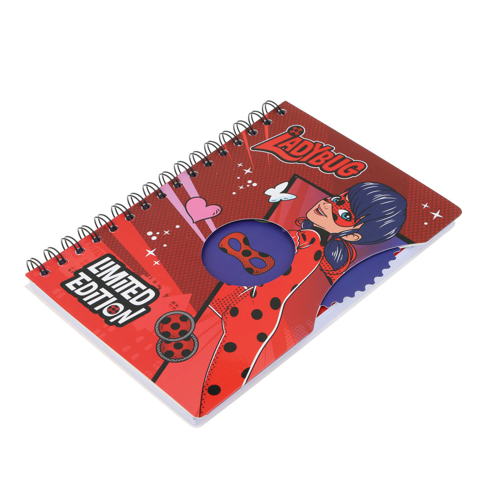 Записная книжка 96 листов А5 Ледибаг/Супер-Кот, тв.обл., спираль, окно, вращ.элемент, серия "Кор", 2 дизайна, арт.№ 811-019