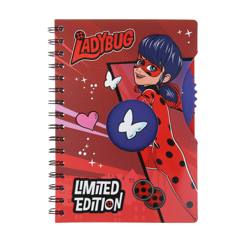 Записная книжка 96 листов А5 Ледибаг/Супер-Кот, тв.обл., спираль, окно, вращ.элемент, серия "Кор", 2 дизайна, арт.№ 811-019