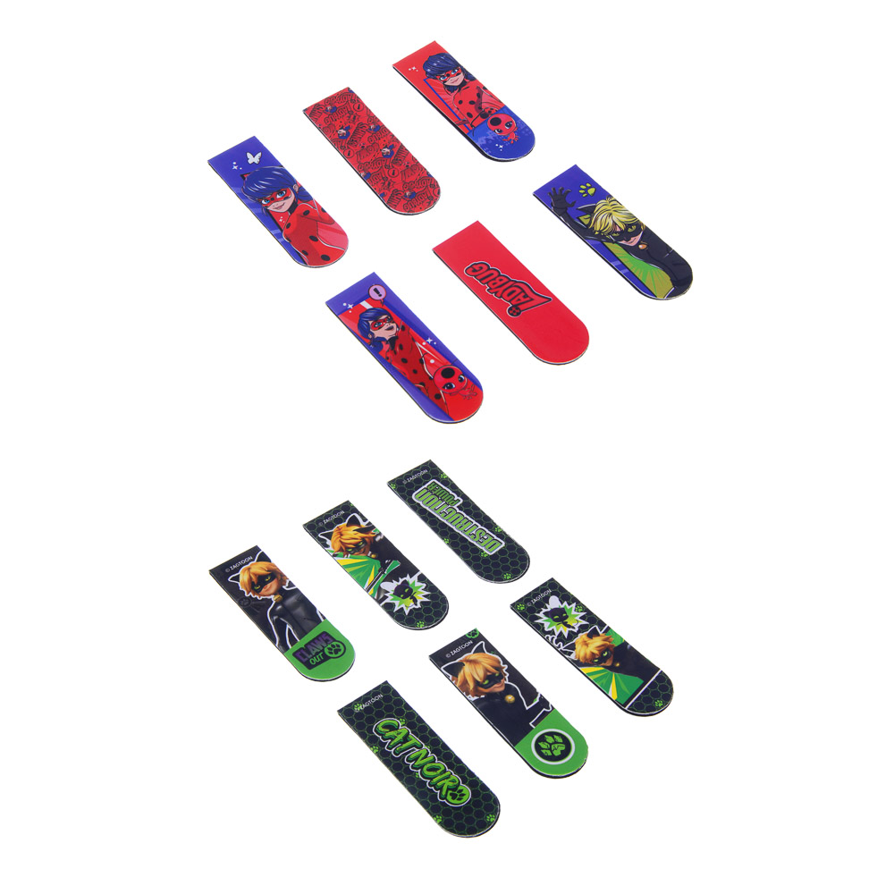 Набор закладок магнитных 6 штук Ледибаг/Супер-Кот, закладка 12х1,9 см, упаковка 18,3х10,3 см, "Кор", 2 дизайна, арт.№ 811-020