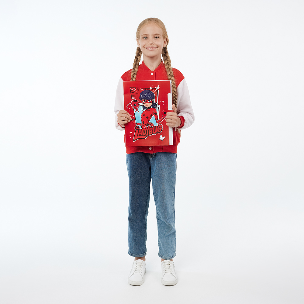 Ледибаг/Супер-Кот Папка для тетрадей 32,5x24см, для A4, 5отд., расшир., кнопка, пластик, "Кор", 2диз, арт.№ 811-023