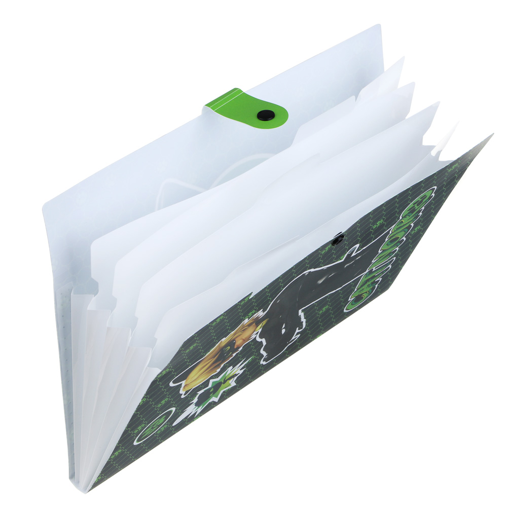 Ледибаг/Супер-Кот Папка для тетрадей 32,5x24см, для A4, 5отд., расшир., кнопка, пластик, "Кор", 2диз, арт.№ 811-023