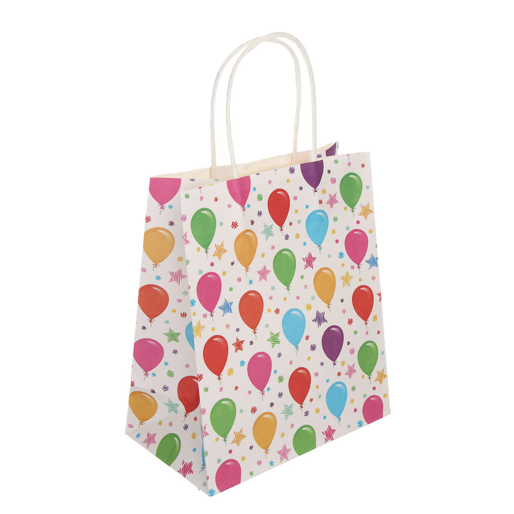 Пакет подарочный тм Fntastic, крафт, 120г, М 18x23x10см, бумага, 4 дизайна, арт.№ 507-405