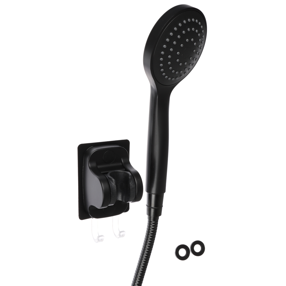 RAIN Набор для душа, лейка 100мм, 1 режим, шланг 150см, держатель, черный, арт.№ 545-001