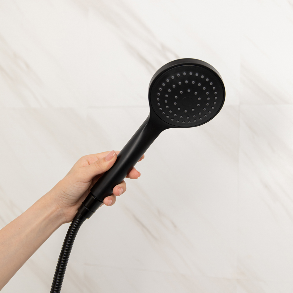 RAIN Набор для душа, лейка 100мм, 1 режим, шланг 150см, держатель, черный, арт.№ 545-001