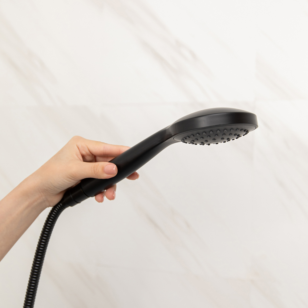 RAIN Набор для душа, лейка 100мм, 1 режим, шланг 150см, держатель, черный, арт.№ 545-001