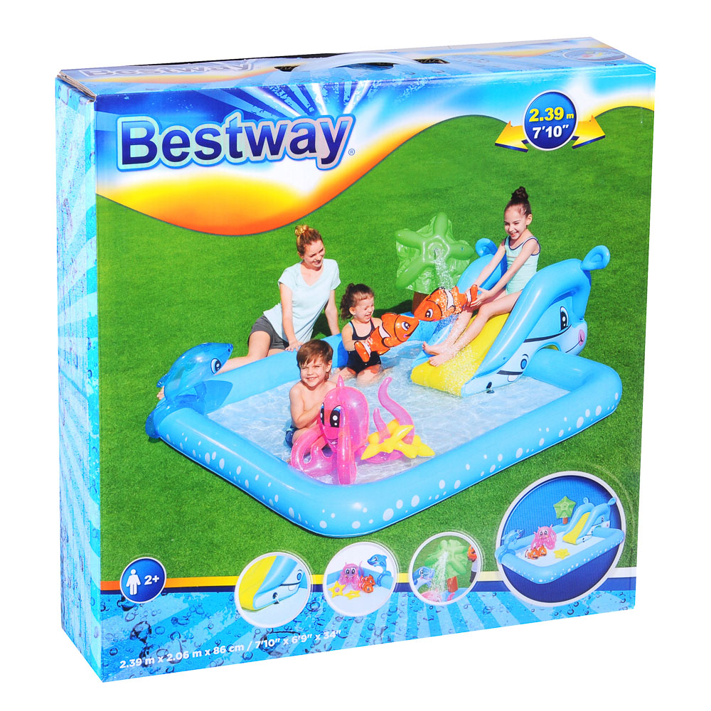 BESTWAY Бассейн надувной с брызгалкой и принадл. для игр "Аквариум", 239х206х86см, 308 л, 53052, арт.№ 013-018