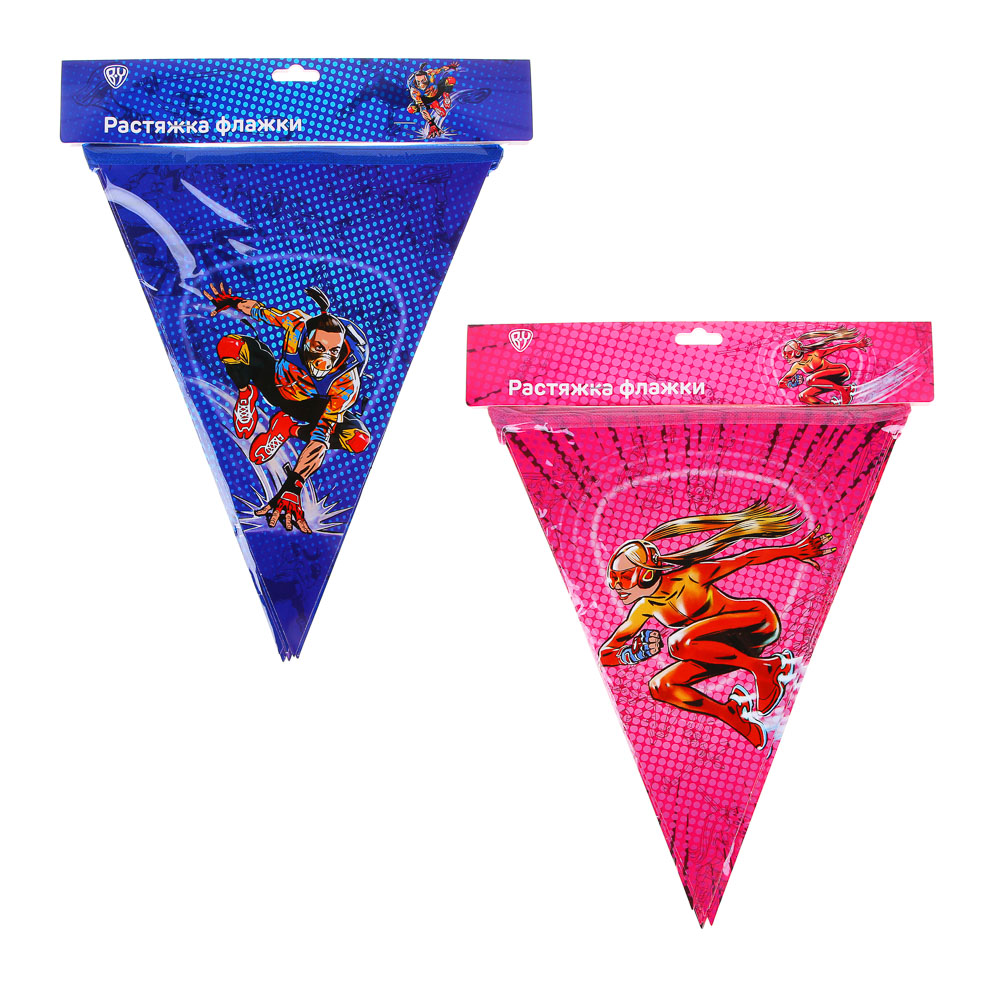 BY Супергерои вселенной Растяжка флажки, 230х29см, арт.№ 521-127