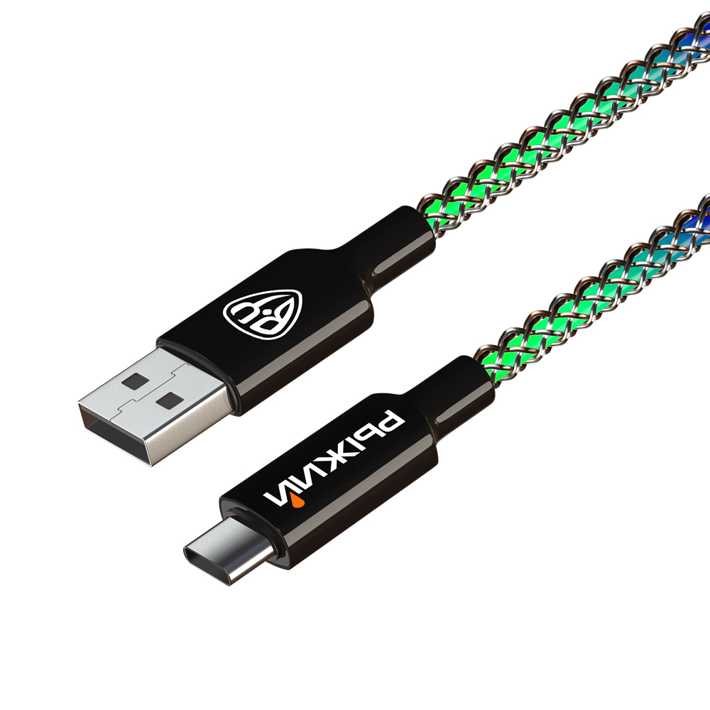 BY Рыжий Кабель для зарядки MAGIC LIGHT Type-C, 1м, Быстрая зарядка 3А, QC, PD 36W, подсветка, арт.№ 931-528