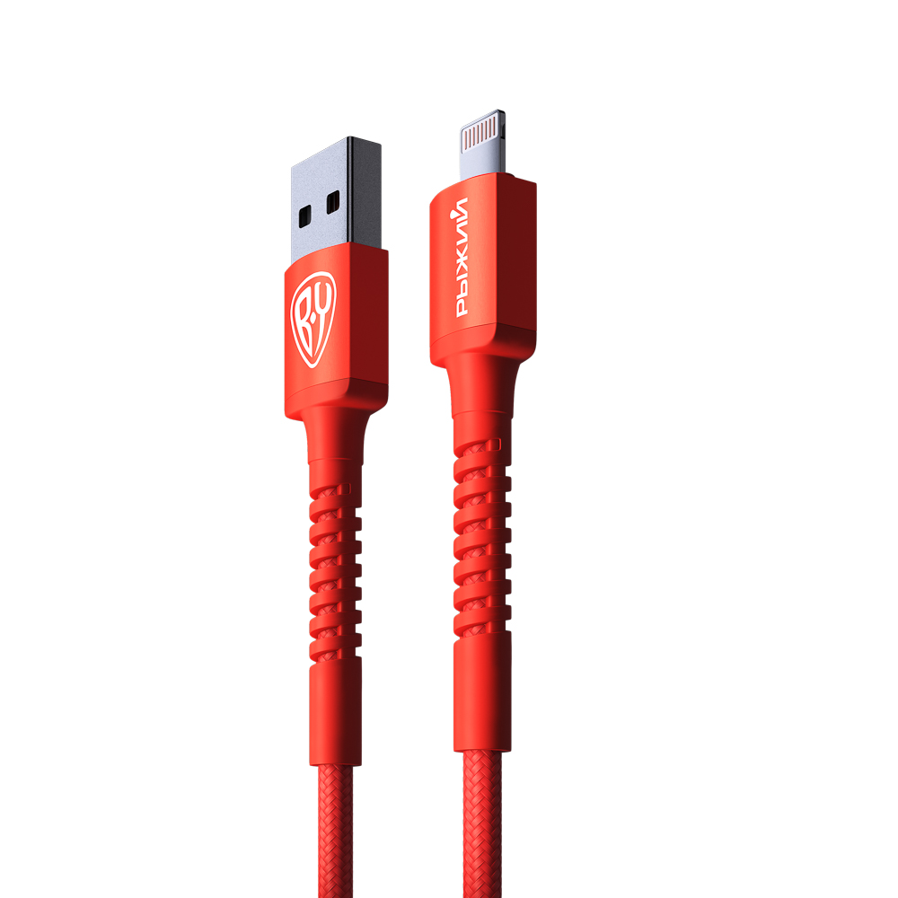 BY Рыжий Кабель для зарядки XXL iP, 1,5м, Быстрая зарядка 2.4А, 12W, тканевый, оранжевый, арт.№ 931-530