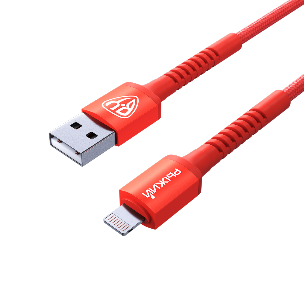 BY Рыжий Кабель для зарядки XXL iP, 1,5м, Быстрая зарядка 2.4А, 12W, тканевый, оранжевый, арт.№ 931-530
