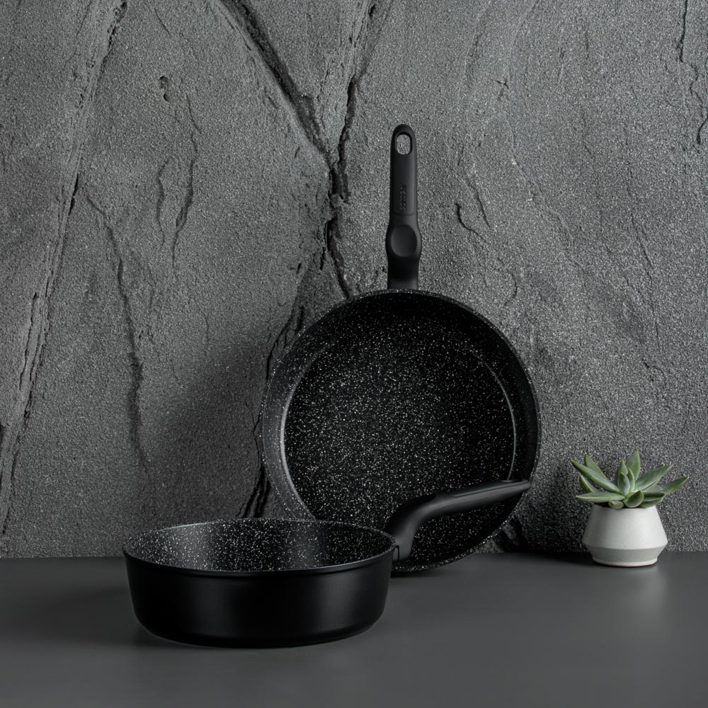 SATOSHI Стоун Сковорода литая глубокая d24см, антипригарное покрытие Мрамор, индукция, арт.№ 846-444