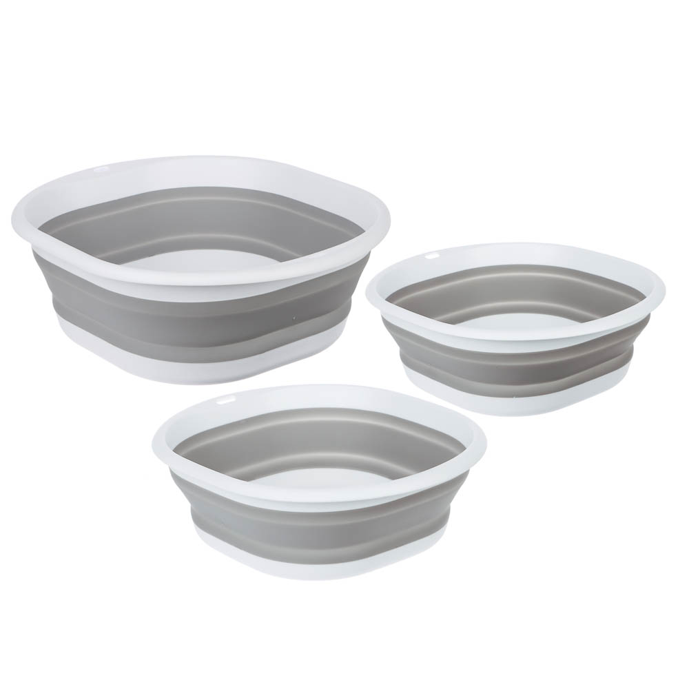 Набор тазов для уборки 3 шт, складные, 3-5-8 литров, полипропилен, термопластичная резина, арт.№ 407-102