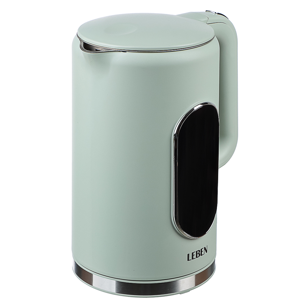 LEBEN Чайник электрический 1,7л двойные стенки пластик/нерж сталь, поддерж.температуры, оливк.и беж., арт.№ 291-135