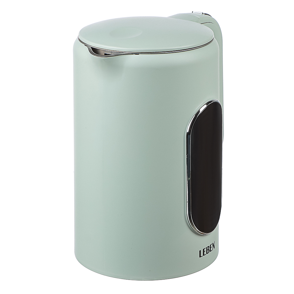 LEBEN Чайник электрический 1,7л двойные стенки пластик/нерж сталь, поддерж.температуры, оливк.и беж., арт.№ 291-135