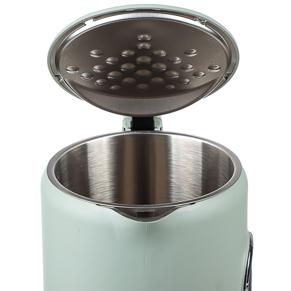 LEBEN Чайник электрический 1,7л двойные стенки пластик/нерж сталь, поддерж.температуры, оливк.и беж., арт.№ 291-135