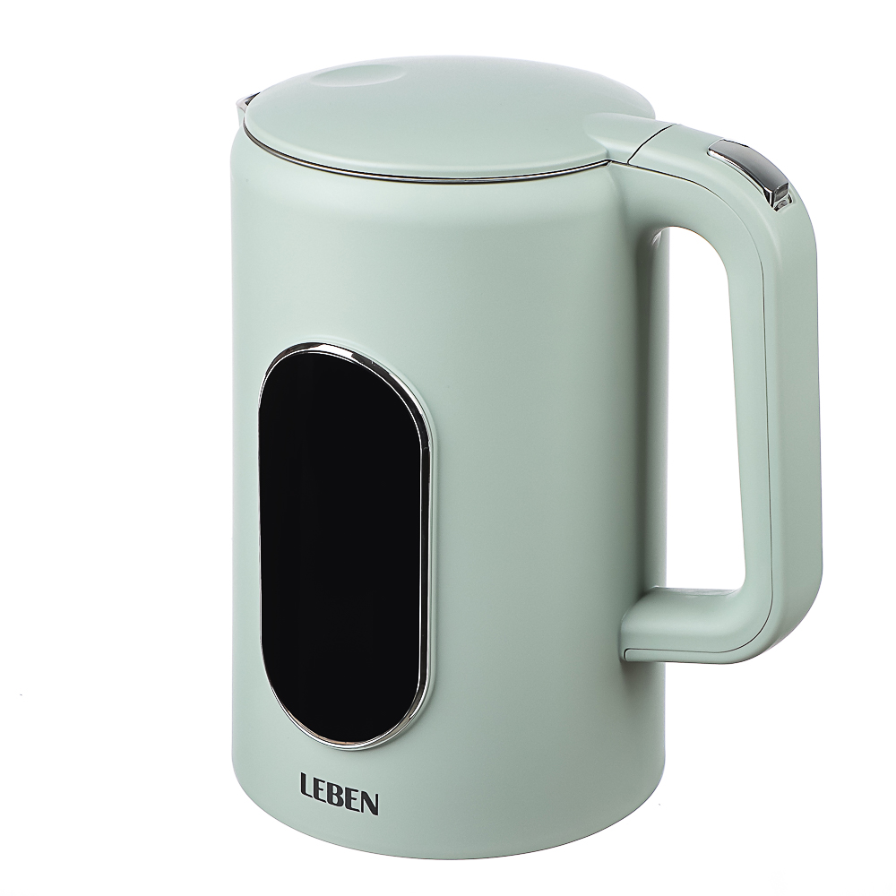 LEBEN Чайник электрический 1,7л двойные стенки пластик/нерж сталь, поддерж.температуры, оливк.и беж., арт.№ 291-135