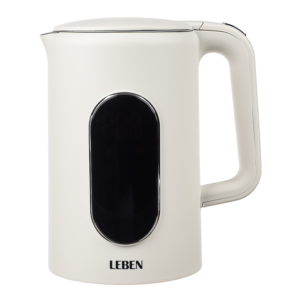 LEBEN Чайник электрический 1,7л двойные стенки пластик/нерж сталь, поддерж.температуры, оливк.и беж., арт.№ 291-135