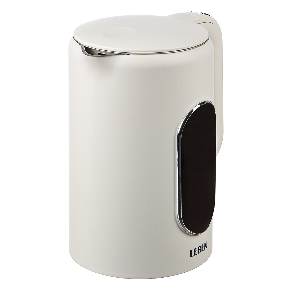 LEBEN Чайник электрический 1,7л двойные стенки пластик/нерж сталь, поддерж.температуры, оливк.и беж., арт.№ 291-135