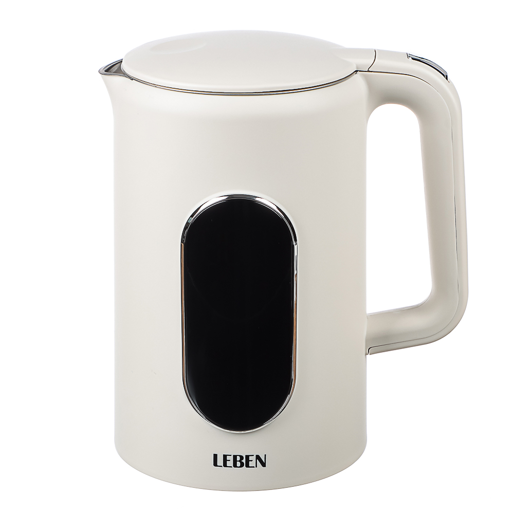 LEBEN Чайник электрический 1,7л двойные стенки пластик/нерж сталь, поддерж.температуры, оливк.и беж., арт.№ 291-135