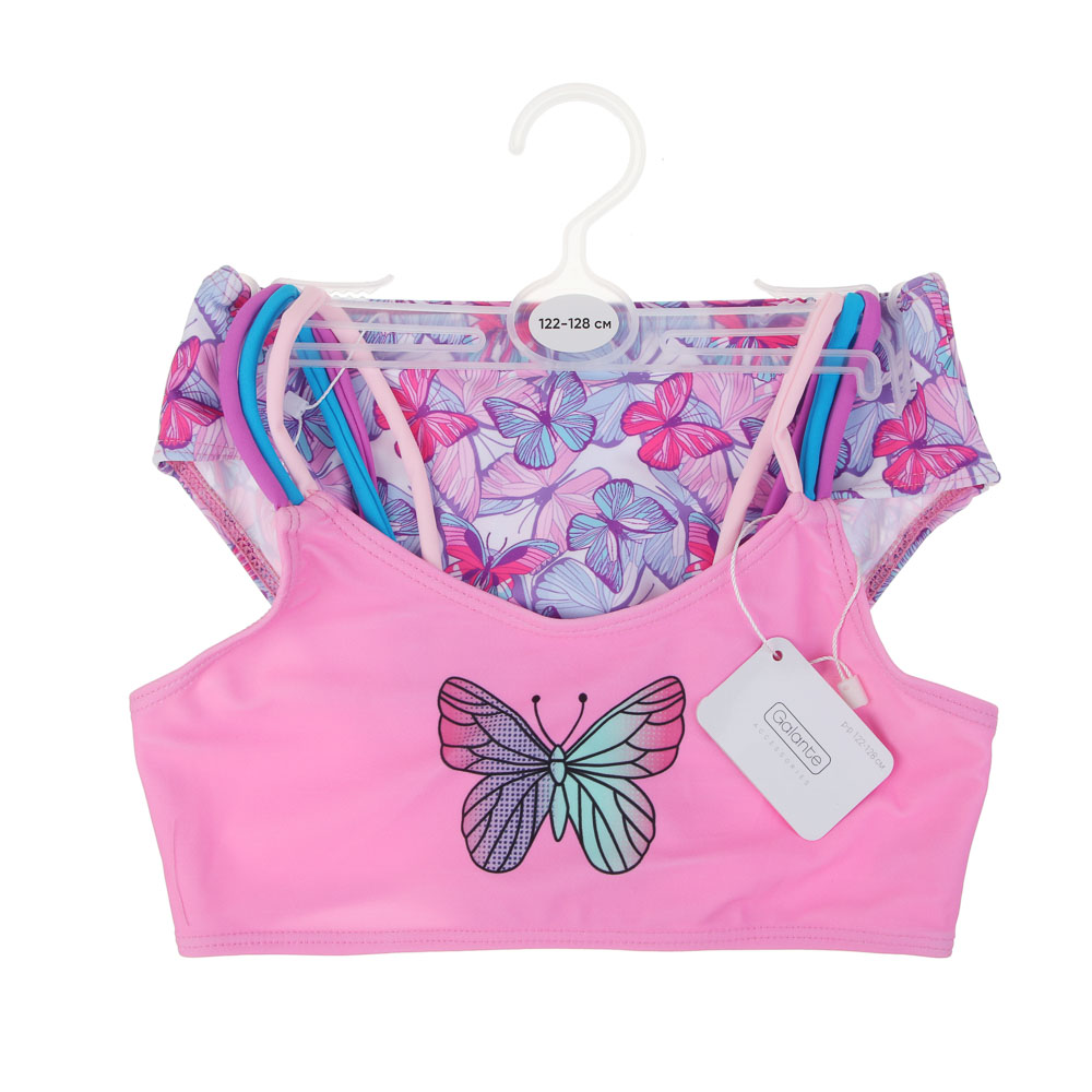 GALANTE Бабочки Купальник для девочки раздельный, р-р 122-128, 82%полиэстер, 18%эластан, арт.№ 331-027