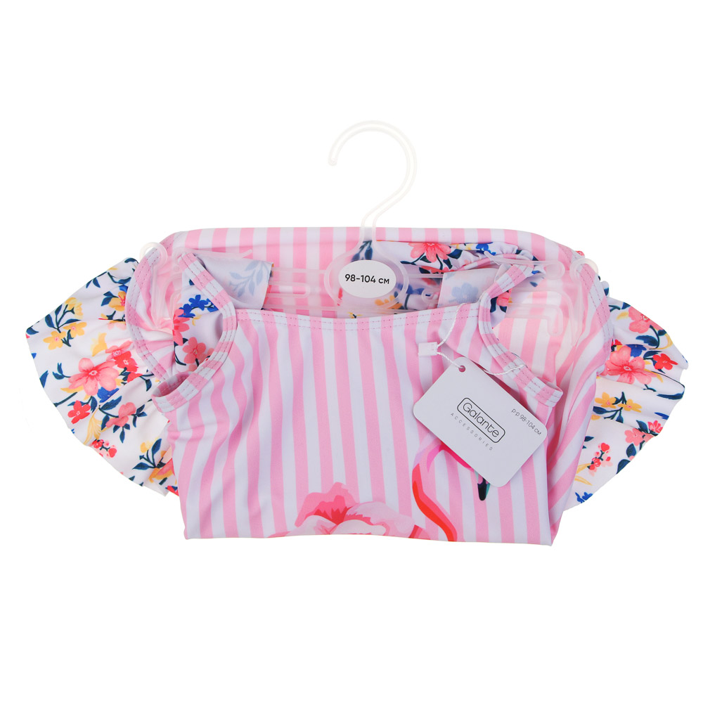 GALANTE Фламинго Купальник для девочки слитный, р-р 98-104, 82% полиэстер, 18% эластан, арт.№ 331-030