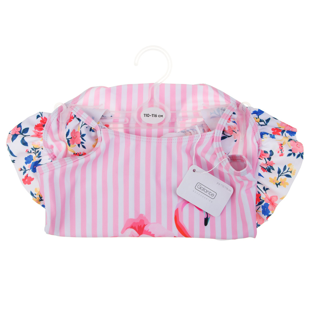 GALANTE Фламинго Купальник для девочки слитный, р-р 110-116, 82% полиэстер, 18% эластан, арт.№ 331-031