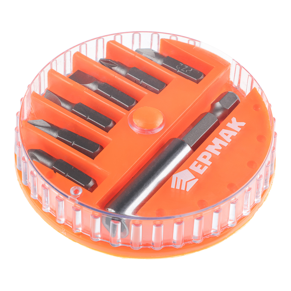 ЕРМАК Биты для шуруповерта, набор 7шт.,магнитный адаптер для бит, биты 25 мм, пластиковый кейс, арт.№ 601-048