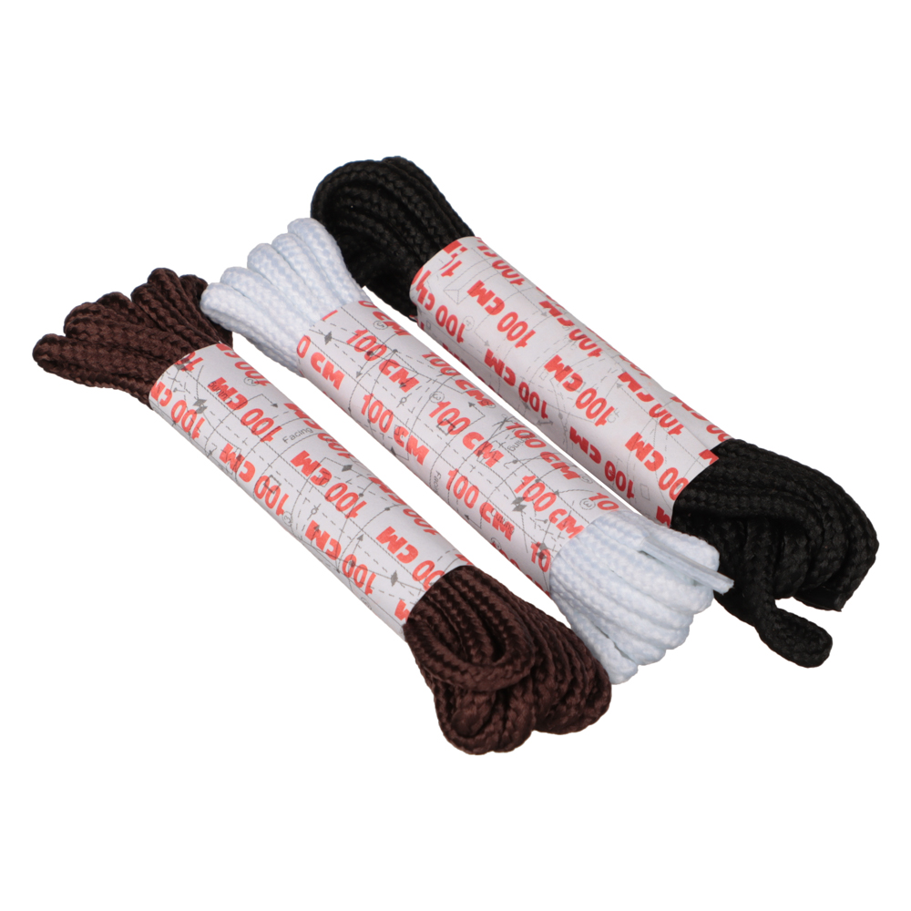 Шнурки для обуви, 6 пар, черные, белые, коричневые, 1м, арт.№ 459-073