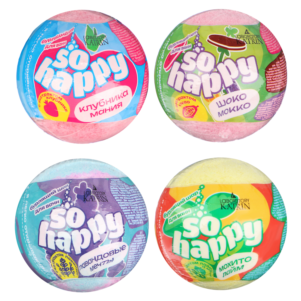 Шар бурлящий для ванн SOHappy, в ассортименте, 120г, арт.№ 953-010