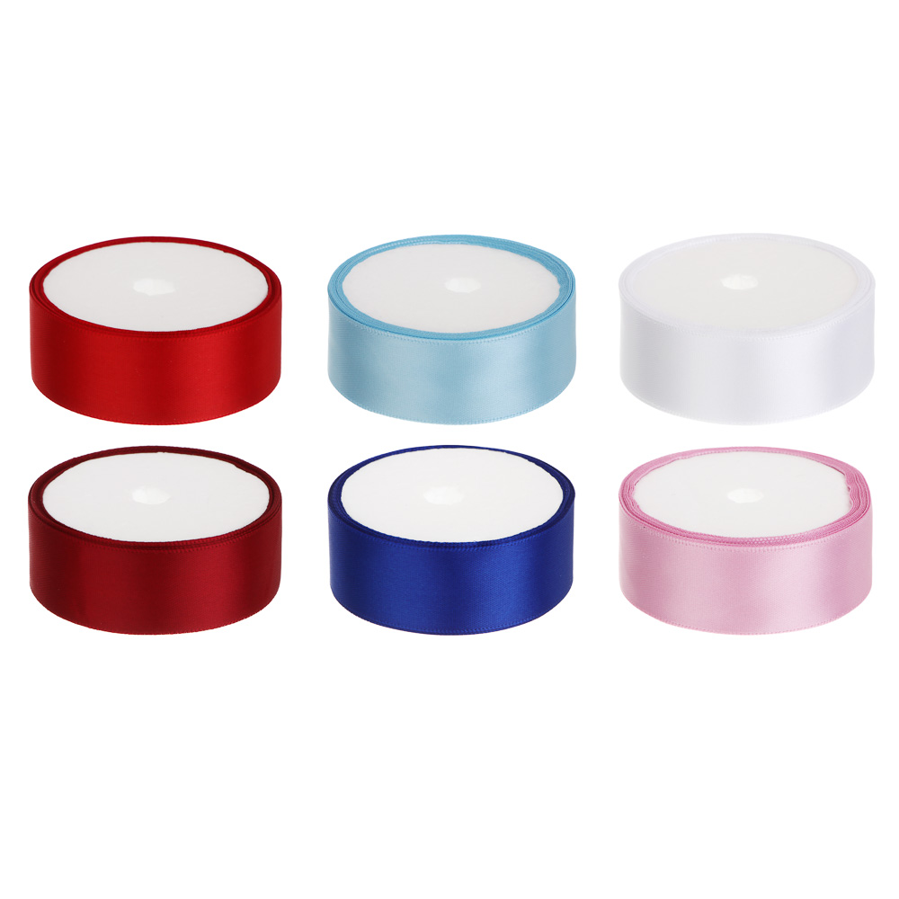 Лента для подарков атласная, 2,5 см x 2,7 м, полиэстер, 6 цветов, арт.№ 505-160