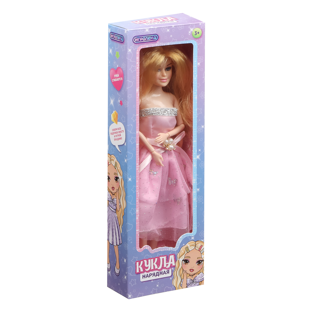 ИГРОЛЕНД Кукла нарядная 27 см, PP, PVC, 10х5х32,5 см, 6 диза, арт.№ 436-146