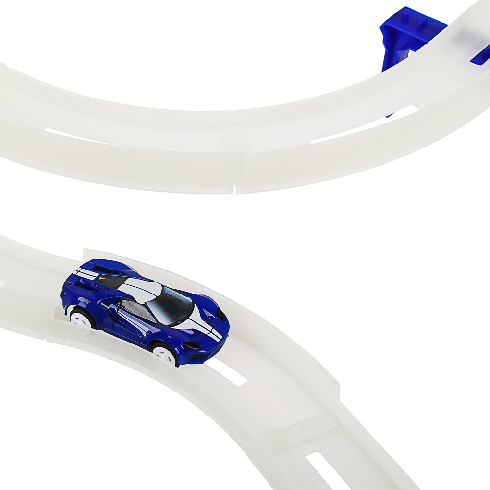 ИГРОЛЕНД Автотрек ночной  с мертвой петлей  и беспроводным ПУ, светящийся, 2АА, PP, PS, 44х35х6см, арт.№ 276-107