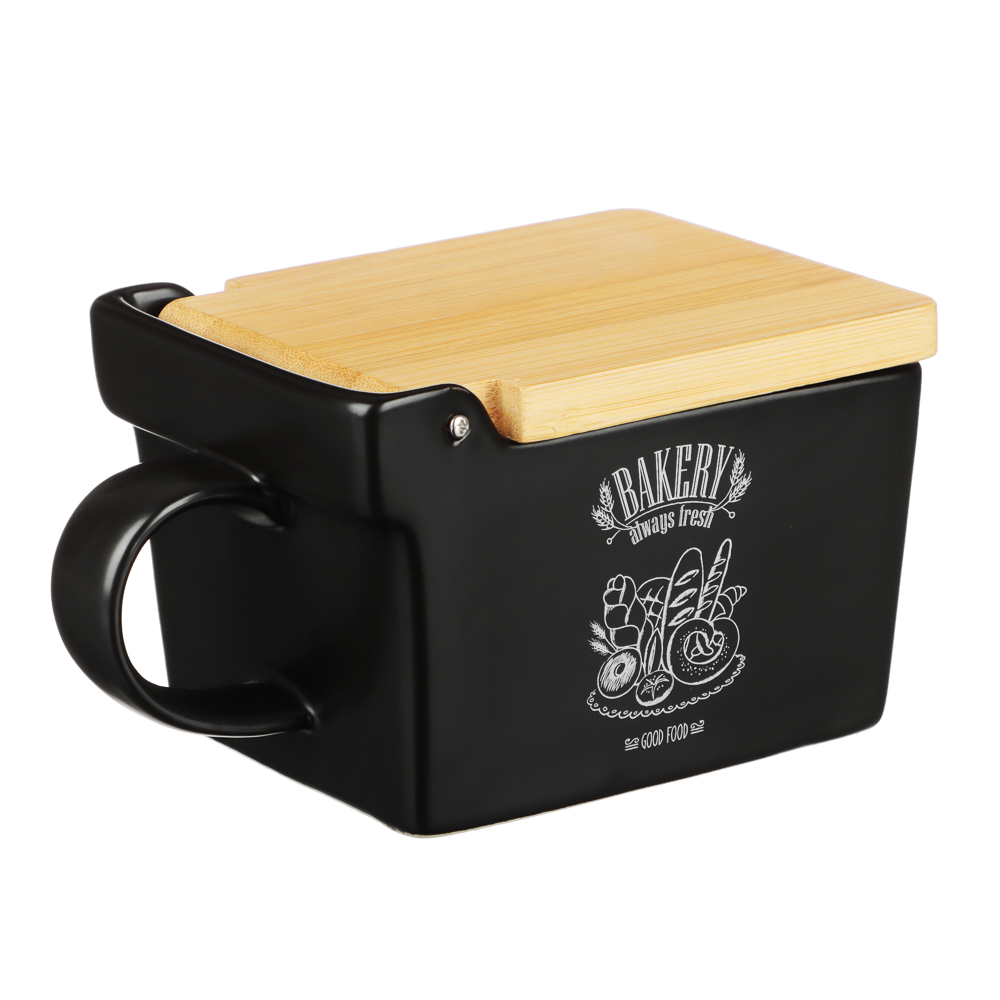 MILLIMI Бейкери Банка для соли, 300мл, 15,5х9х7,5см, керамика, бамбук, арт.№ 824-511