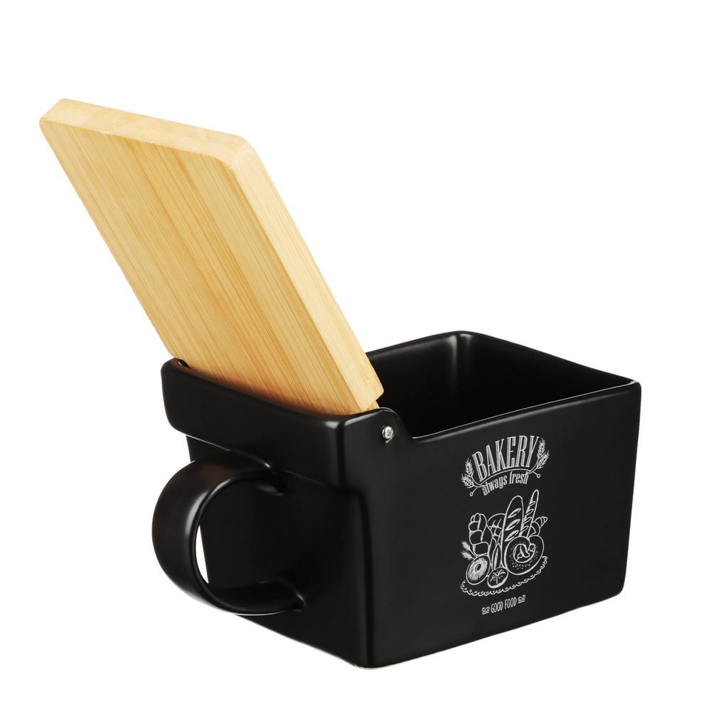 MILLIMI Бейкери Банка для соли, 300мл, 15,5х9х7,5см, керамика, бамбук, арт.№ 824-511