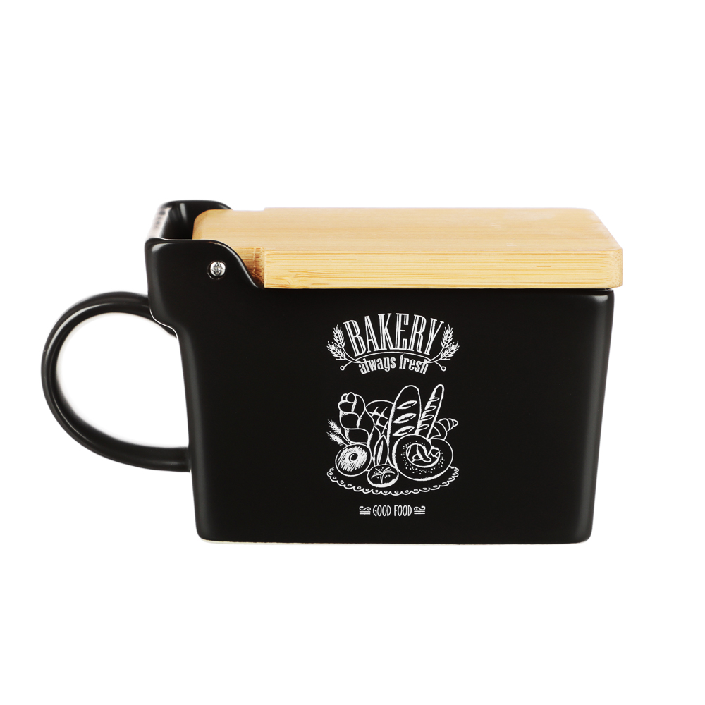 MILLIMI Бейкери Банка для соли, 300мл, 15,5х9х7,5см, керамика, бамбук, арт.№ 824-511