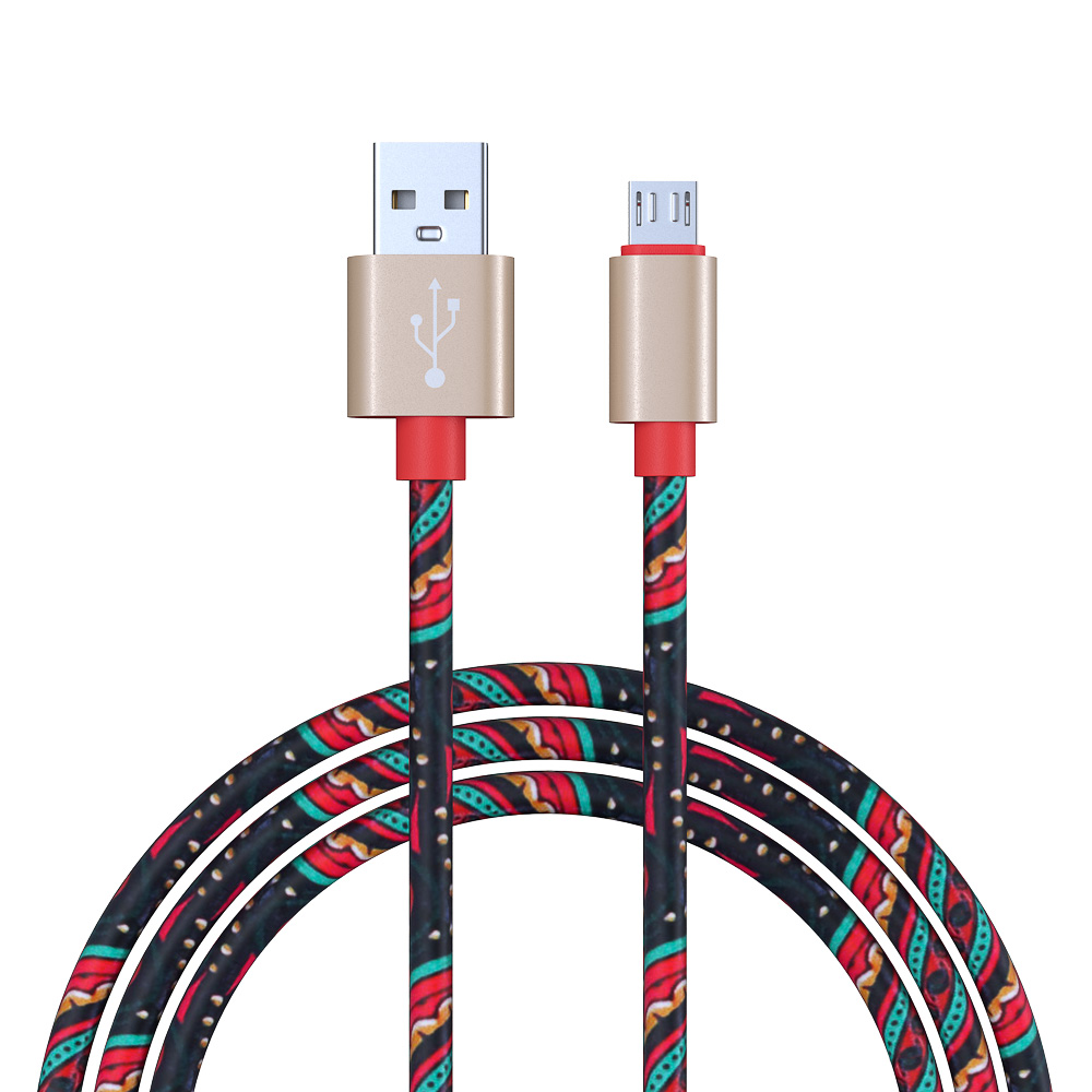 Кабель для зарядки USB(A)-microUSB FORZA Жар Птица, 1м, 1.5А, кожаная оплётка, 4 цвета, пакет, арт.№ 470-049