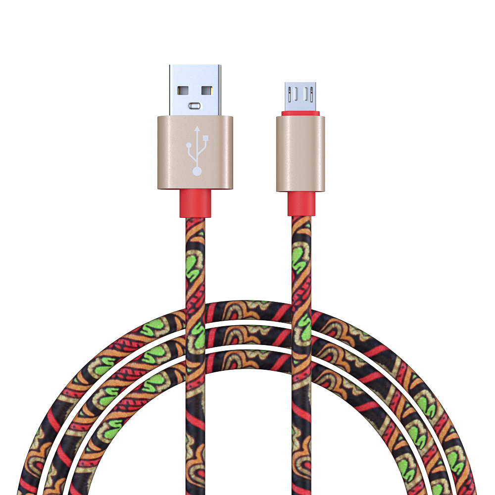 Кабель для зарядки USB(A)-microUSB FORZA Жар Птица, 1м, 1.5А, кожаная оплётка, 4 цвета, пакет, арт.№ 470-049