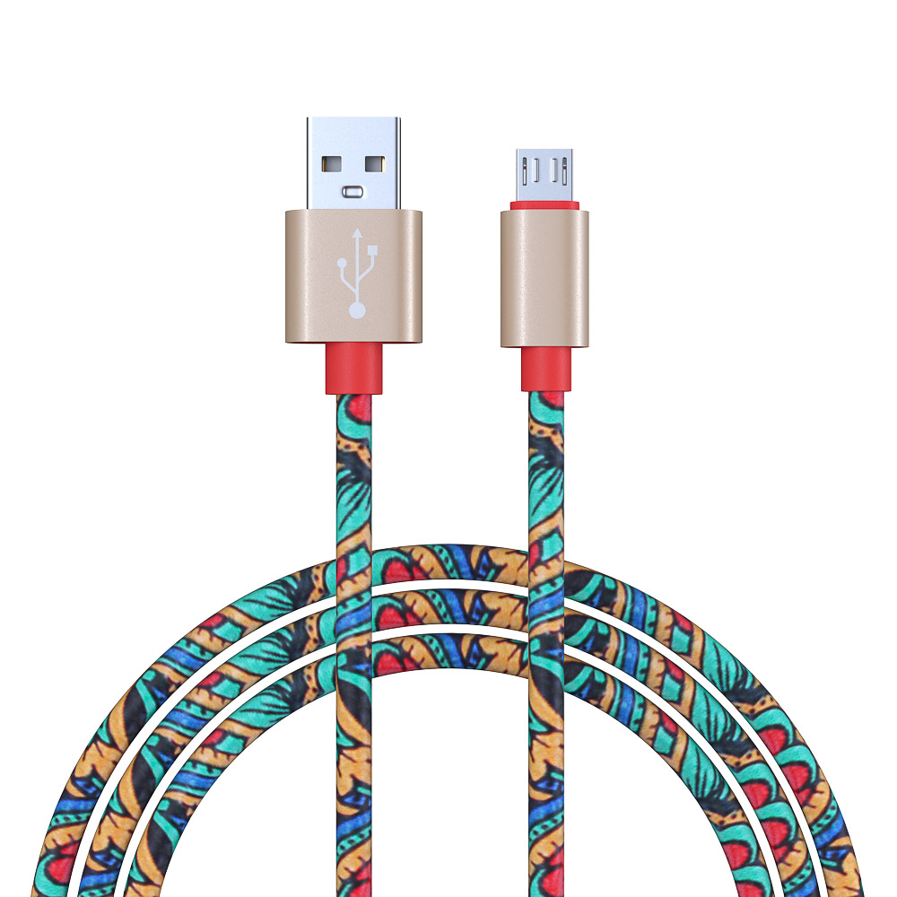 Кабель для зарядки USB(A)-microUSB FORZA Жар Птица, 1м, 1.5А, кожаная оплётка, 4 цвета, пакет, арт.№ 470-049