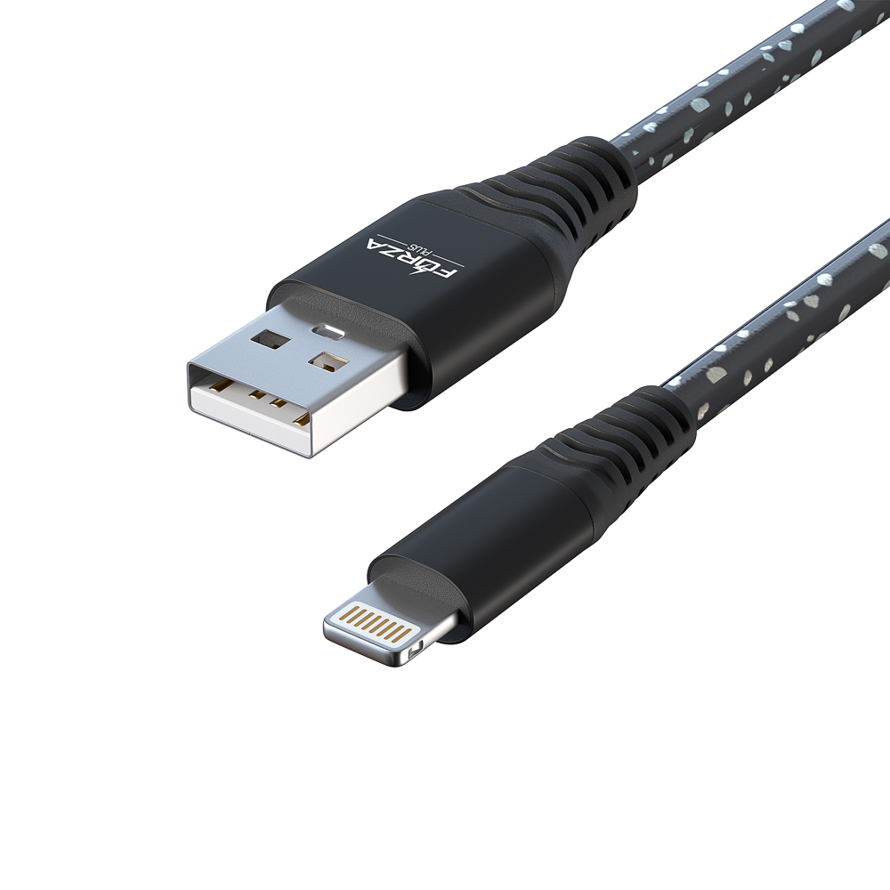Кабель для зарядки USB(A)-iP FORZA Звёздное небо, 1м, 2А, 4 цвета, пакет, арт.№ 916-225