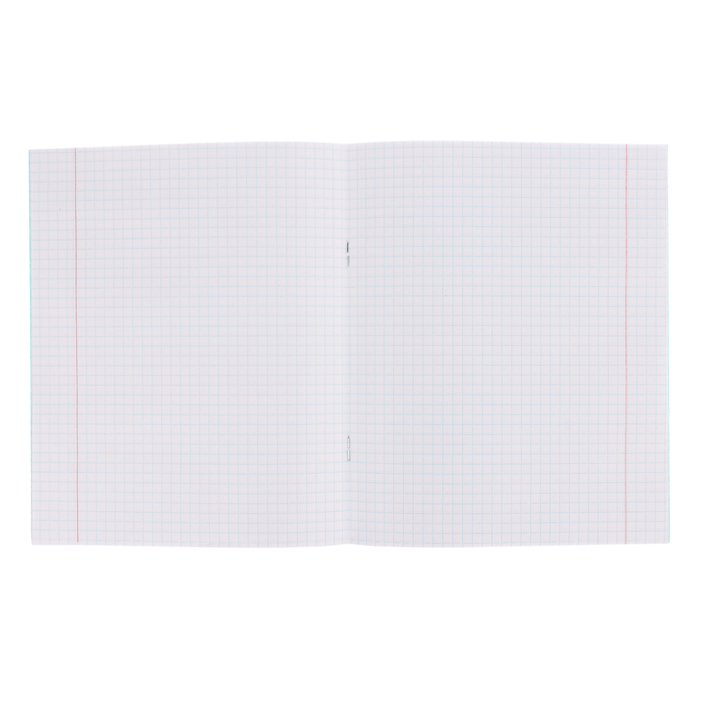 Тетрадь школьная 12 л., в клетку, БЕЛЫЕ ЛИСТЫ, ЗЕЛЕНАЯ обложка, скрепка, арт.№ 579-025