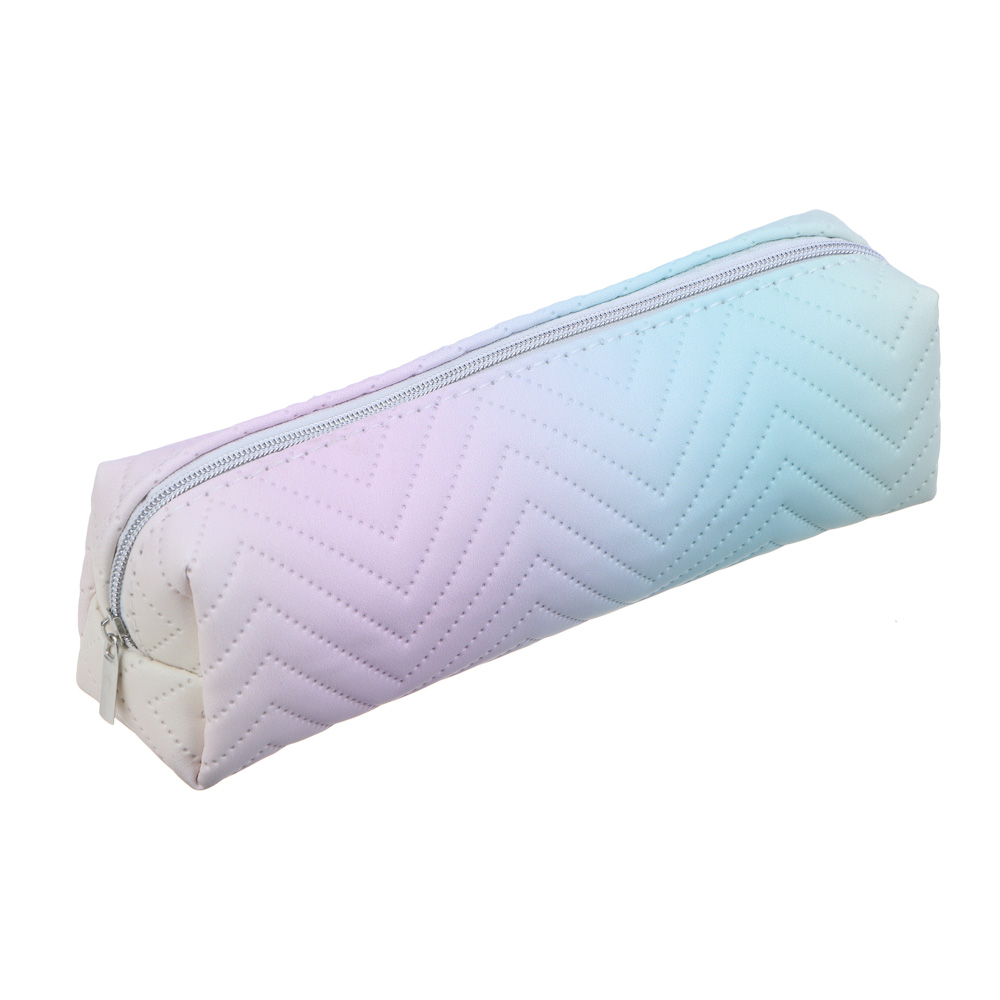 Пенал школьный прямоугольный 20,5х5,5х5 см, 1 отделение на молнии, иск.кожа, градиент, тиснение "треугольники", арт.№ 238-027