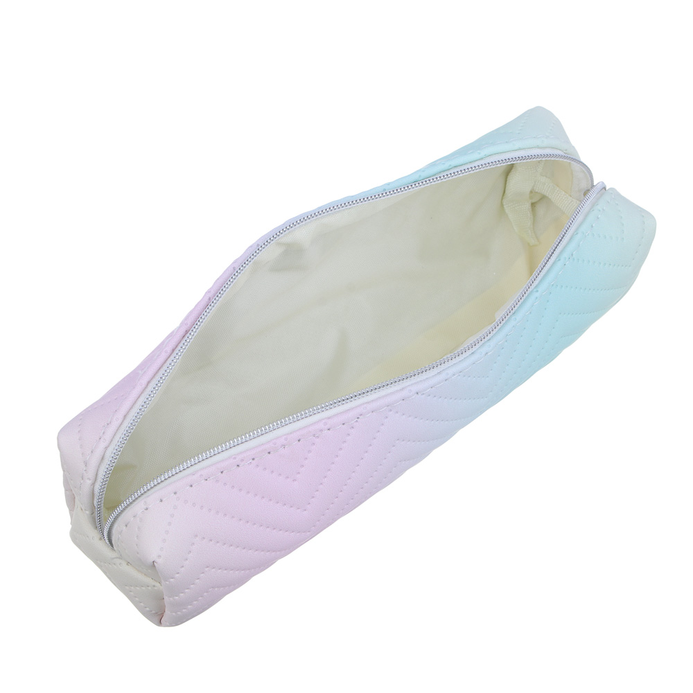 Пенал школьный прямоугольный 20,5х5,5х5 см, 1 отделение на молнии, иск.кожа, градиент, тиснение "треугольники", арт.№ 238-027