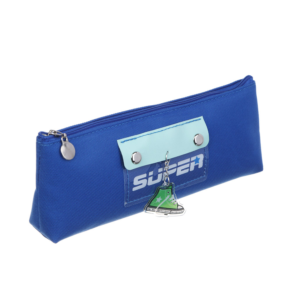 Пенал треугольный 21х8х3см, 1 отделение, 1 накладной карман, хлопок, подвеска "Кеды", 3 цвета, арт.№ 541-009