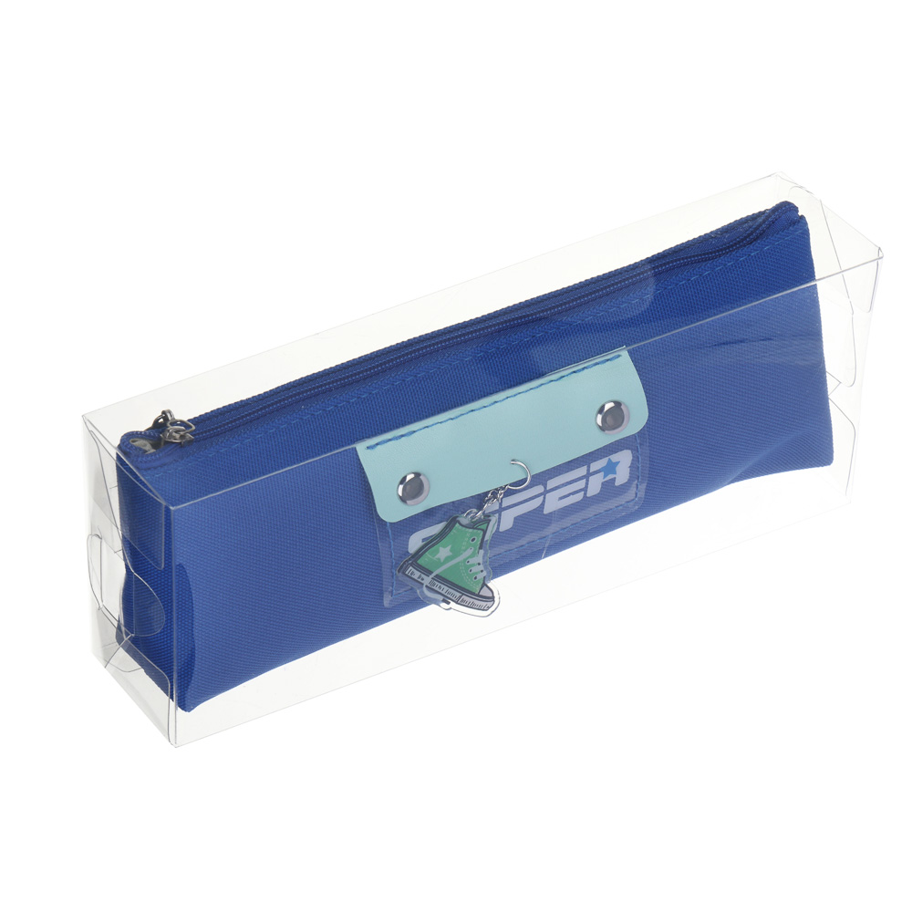 Пенал треугольный 21х8х3см, 1 отделение, 1 накладной карман, хлопок, подвеска "Кеды", 3 цвета, арт.№ 541-009