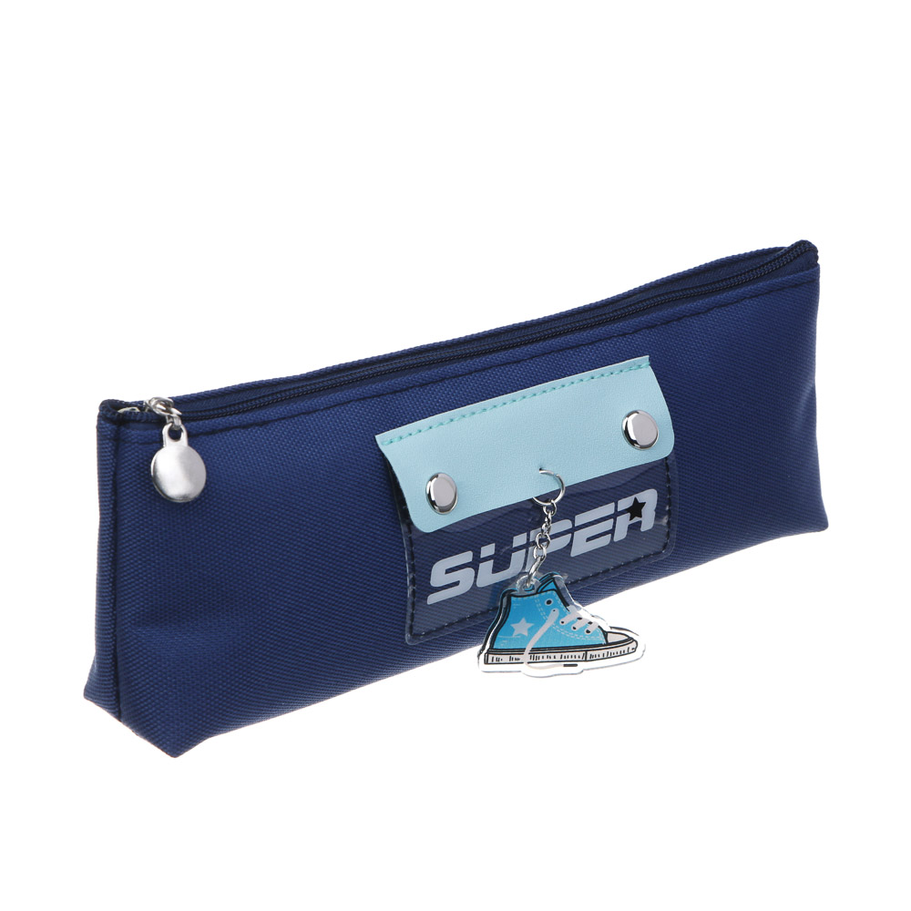 Пенал треугольный 21х8х3см, 1 отделение, 1 накладной карман, хлопок, подвеска "Кеды", 3 цвета, арт.№ 541-009