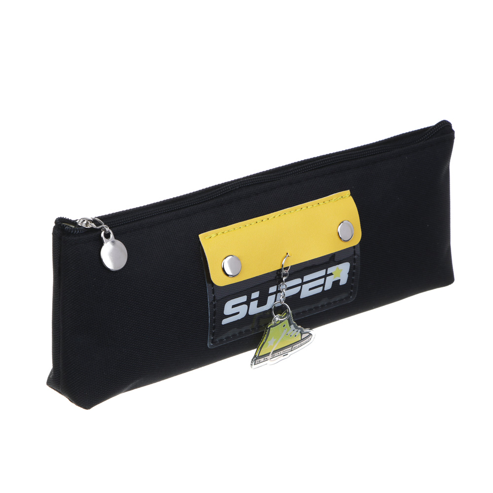 Пенал треугольный 21х8х3см, 1 отделение, 1 накладной карман, хлопок, подвеска "Кеды", 3 цвета, арт.№ 541-009